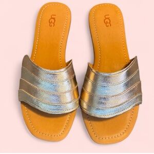 UGG Gold and Rose Gold Slide Sandals